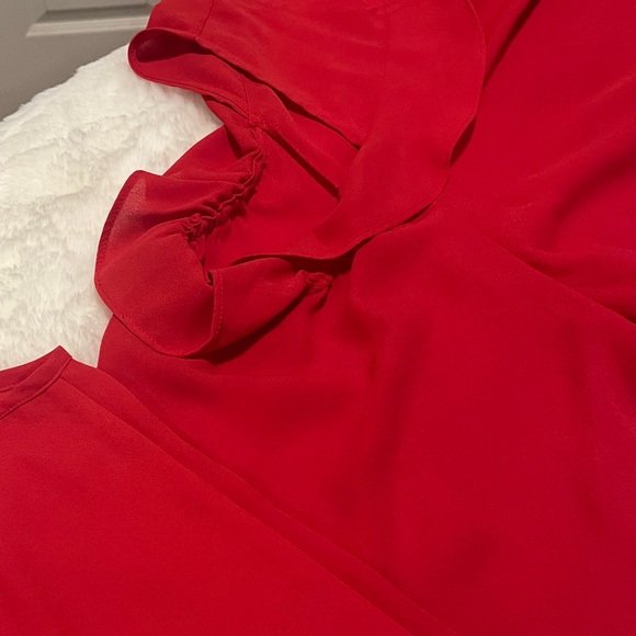 Lane Bryant Red Cold Shoulder Blouse Size 26 - Picture 11 of 12